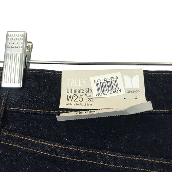 Topshop Moto Tally Dark Blue Ultimate Stretch Flare Jeans W25 L32 Mid Rise - Picture 5 of 15